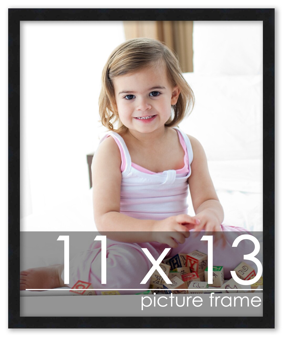 11x13 Simple Black Picture Frame - UV Acrylic, Foam Board Backing, Hanging Hardware
